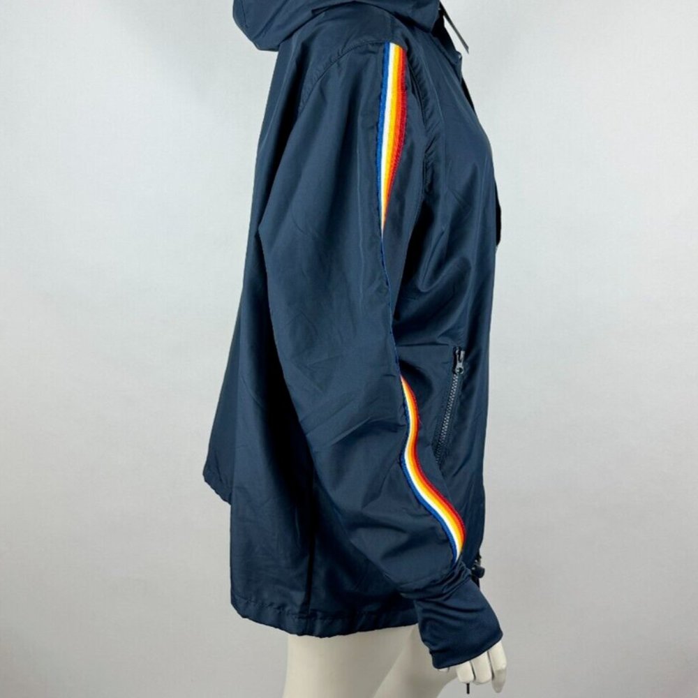 Zyia Navy Rainbow Bomber Jacket Women XXL NWT Full Zip Lined Hooded Windbreaker - Picture 5 of 13